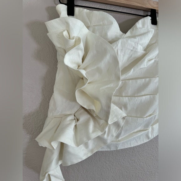 Express Ivory Strapless Ruffle Tank Top - Picture 3 of 8